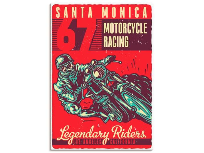 Wandbild ARTLAND Motorrad Santa Monica , rot (farbe bild(er): rot), B:90cm H:130cm, Bilder, Wandbild, als Alubild, Leinwandbild, Poster, Wandaufkleber in verschied. Grössen