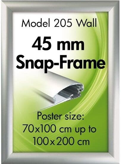 DSI Alu Plakatramme, 45mm Snap-Frame, 100x140, Sølv