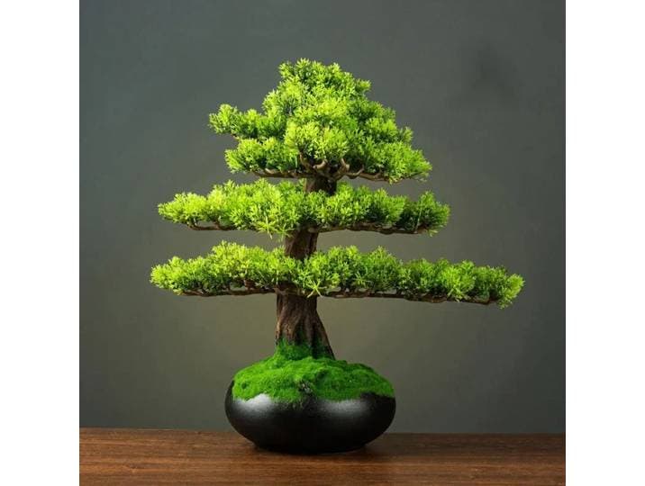 Plante Bonsaï Artificielle, Arbre Simulé en Pot, Décoration de Table à Manger, Produit Fini, Fausses Plantes Vertes pour la Décoration de la Maison et du Bureau
