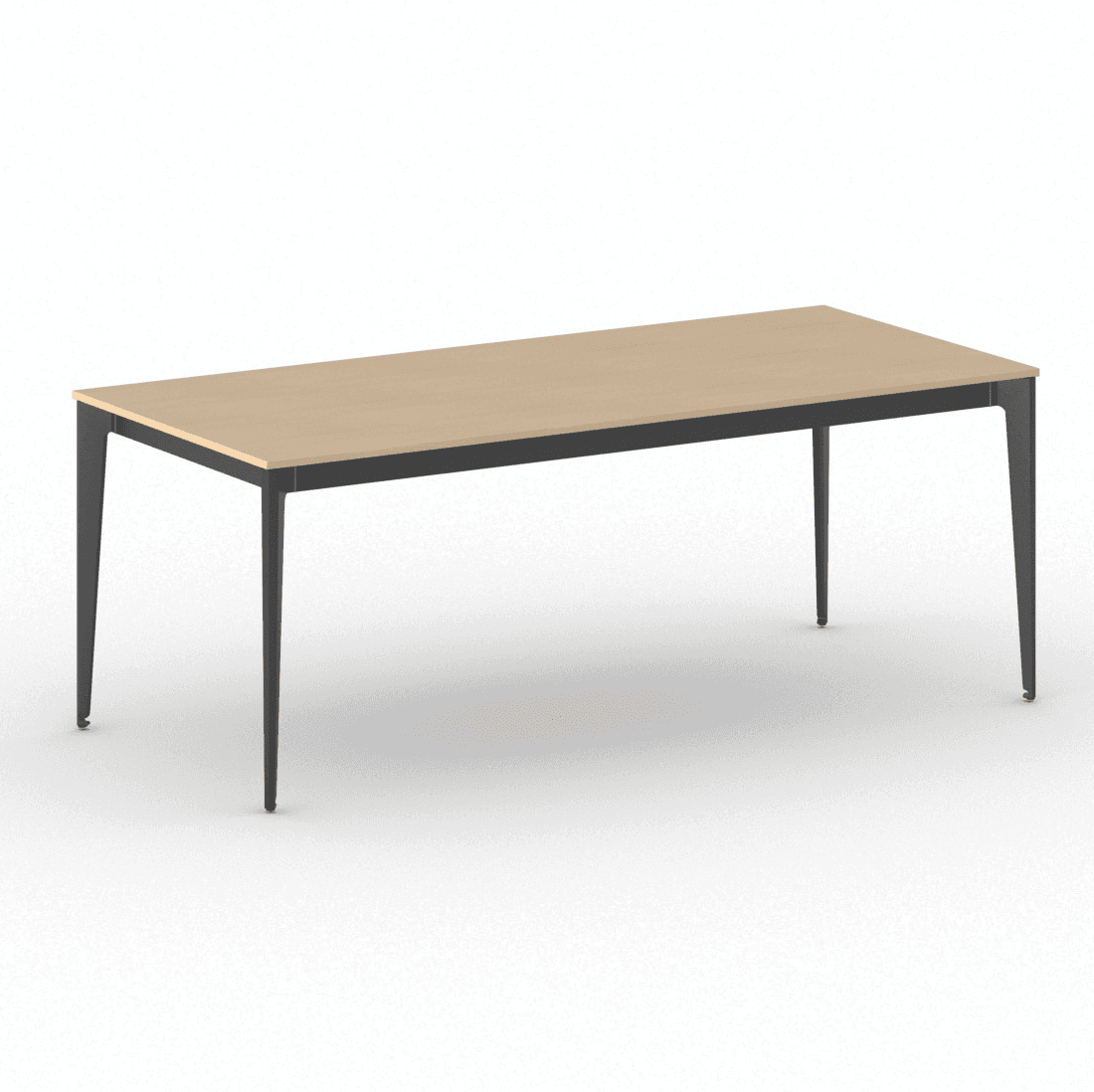B2B Partner Stół konferencyjny do biura PRIMO ACTION, 200x90 cm, czarna podstawa, buk