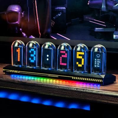 Evergreen Home Goods DIY Tube Clock Kit, APP Time Calibration, 3 Light Modes, IPS Display base With Rgb Light