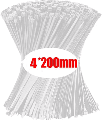 Inspire Curations Self Locking Nylon Cable Ties Adjustable Zip Ties For Wire Management And Home Organization white(2x200mm) 1000pcs