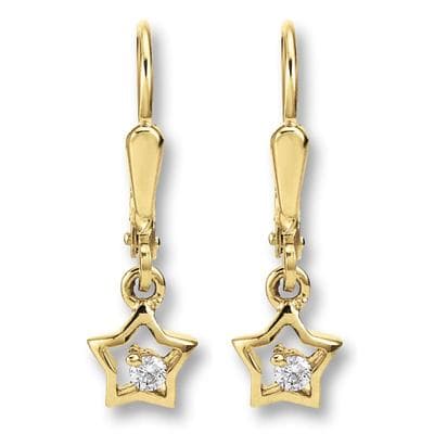 Paar Ohrhänger ONE ELEMENT "Zirkonia Stern Ohrringe Ohrhänger aus 333 Gelbgold", gold, Ohrringe, Damen, Gelbgold 333, Gold, perfekt als Geschenk zum Jahrestag oder Geburtstag