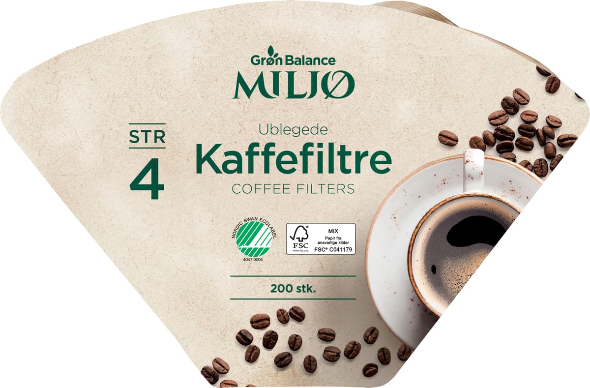 Grøn Balance Kaffefilter Brun Nr 4 - 200 St