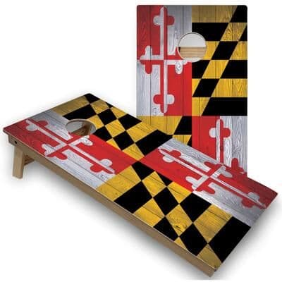 Skip's Garage Maryland Flag Cornhole Board Set