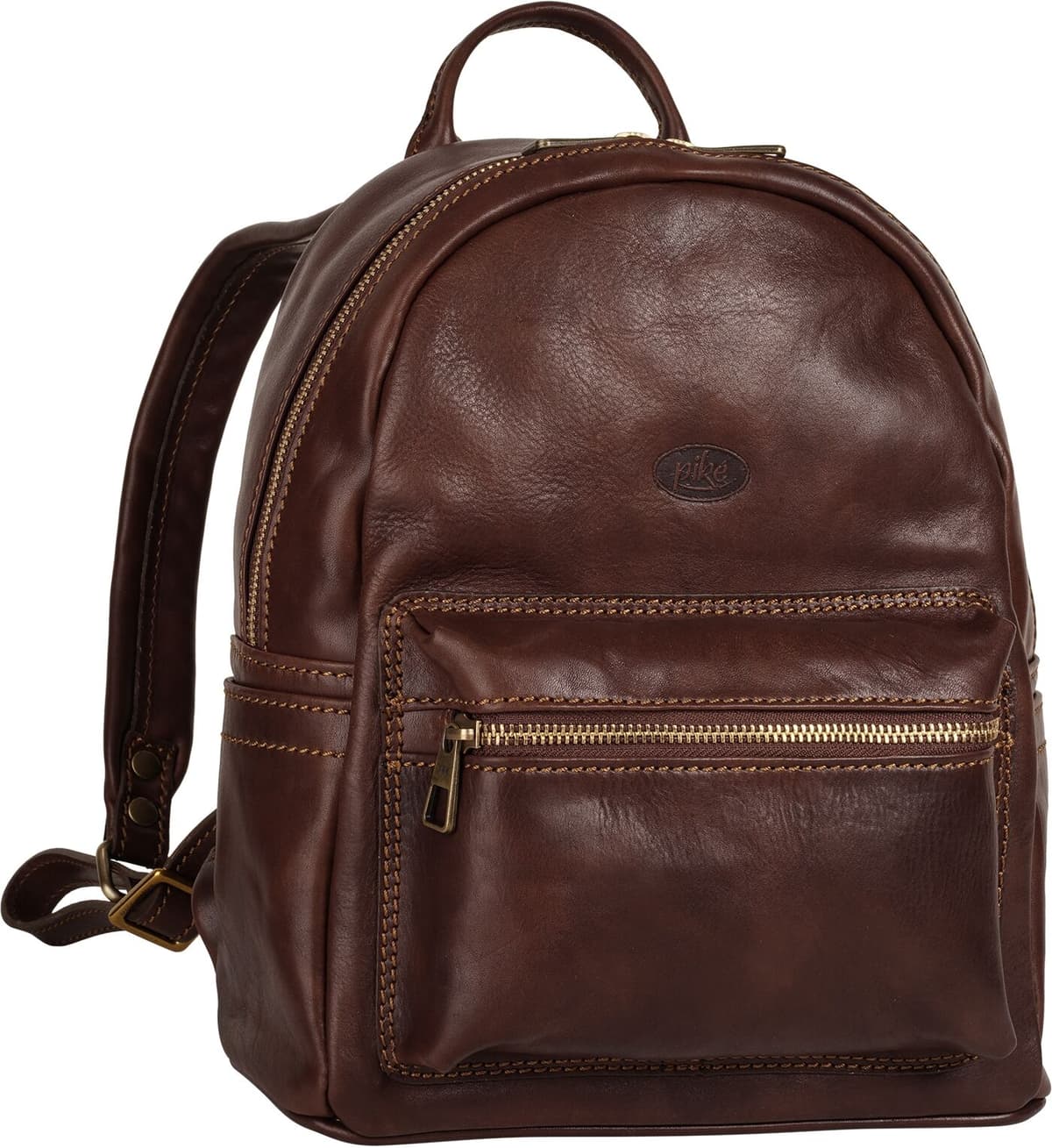 Cityrucksack PIKÉ "PIKÉ Damen echt Leder, Made in Italy", Damen, Gr. B/H/T: 28cm x 26cm x 12cm, onesize, braun, Leder, Rindsleder, Retro, Rucksäcke Cityrucksack, echt Leder, Made in Italy