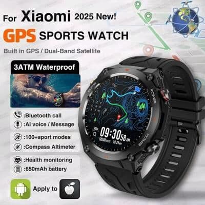 Inspired Living Xiaomi GPS Smartwatch With Bluetooth Calling & 650mAh Battery Waterproof Fitness Tracker Watch black Steel 2a