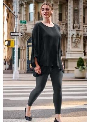 Plus Size Women's Ponte Legging by Avenue in Dark Charcoal (Size 14)