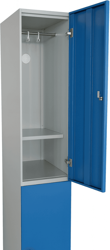 B2B Partner Szafka skrytkowa S1, 2 schowki, 1850 x 300 x 500 mm, zamek cylindryczny, drzwi niebieskie