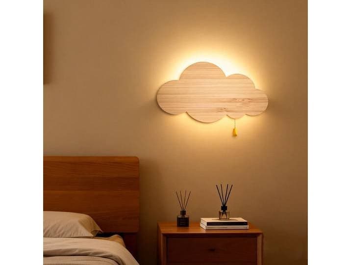  ﻿ Lampe murale LED en bois grainé avec variateur d'intensité, pour chambre d'enfant, chambre de bébé, chambre à coucher, chevet, articles de décoration intérieure ﻿