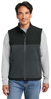 CornerStone CSF751 Fleece Overlay Vest in Charcoal/Black size Small   Polyester fleece
