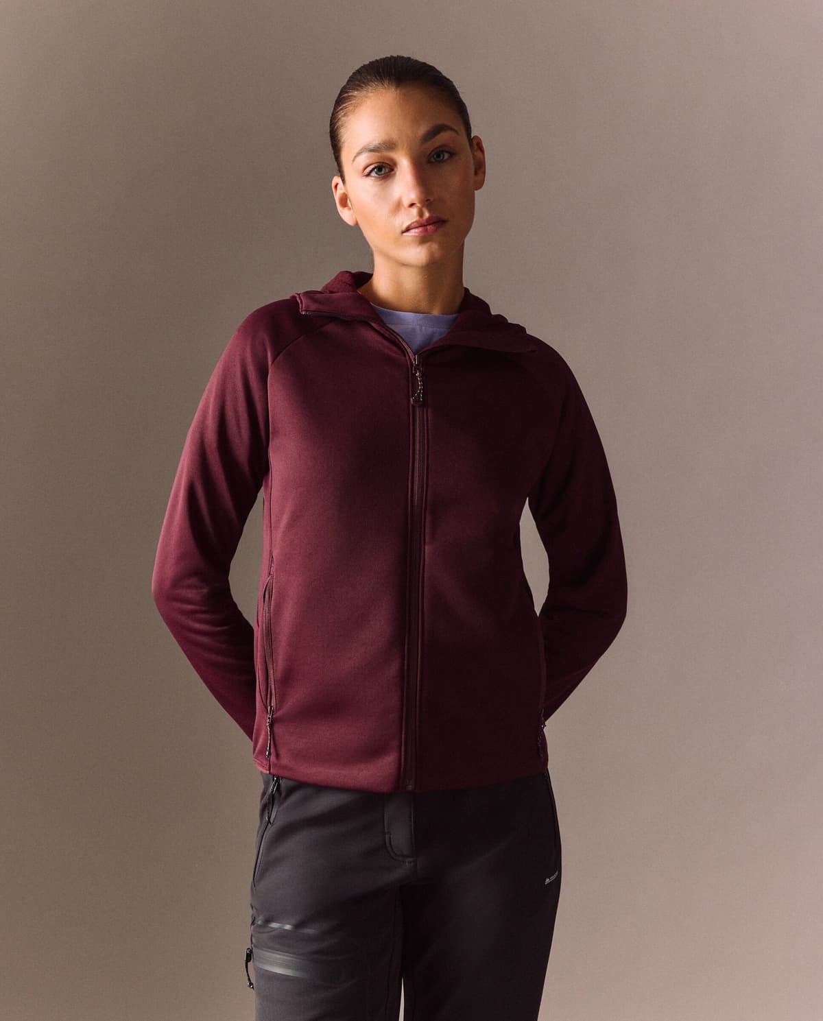 Mountain PRO Sudadera de montaña de de mujer.  Burdeos