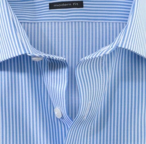 Businesshemd OLYMP "Luxor modern fit", Herren, Gr. 47, N-Gr, blau (bleu), Web, Obermaterial: 100% Baumwolle, gestreift, modern fit normal, Hemden Businesshemd