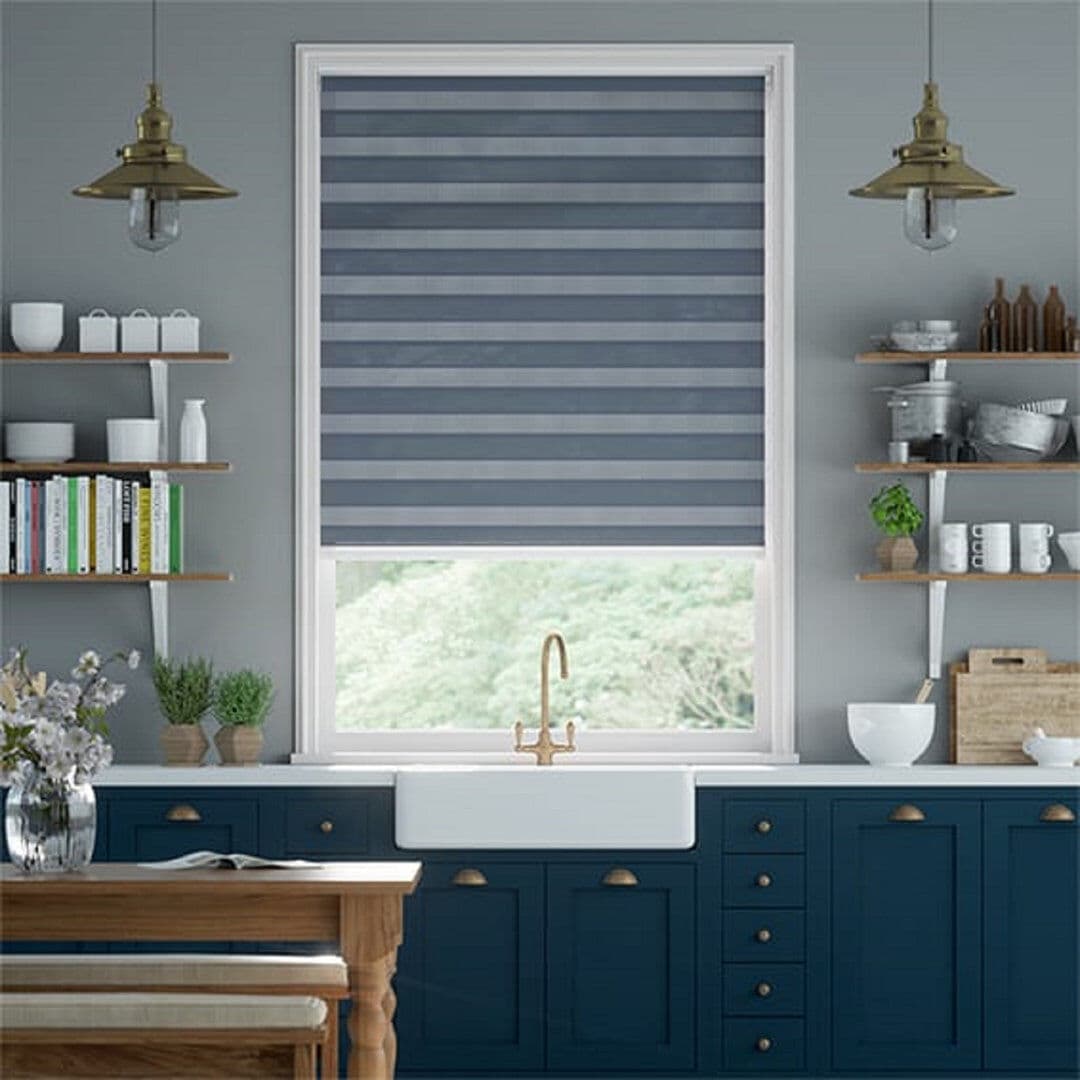 Symple Stuff Zebra Day and Night Roller Blinds, Dual Layer Window Shades with Adjustable Light Control and Privacy for Living Room, Bedroom and Office Grey 174cm W x 165cm L