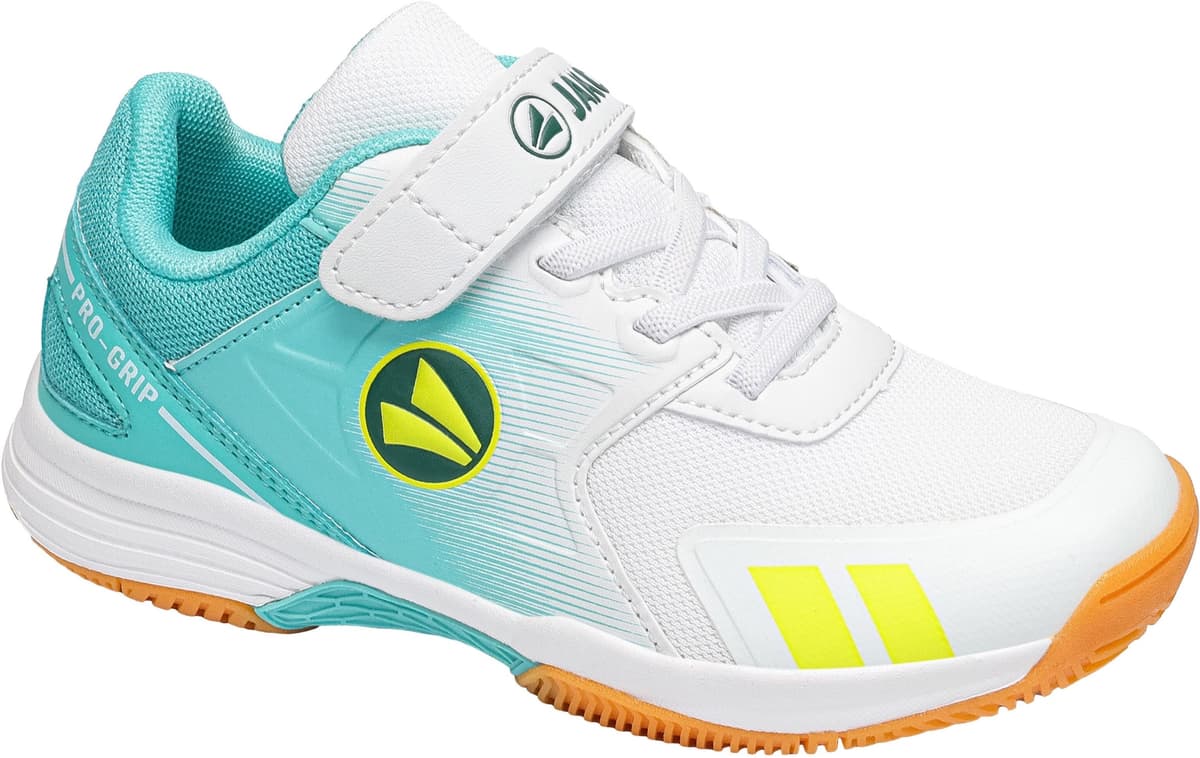 Indoorschuh JAKO "J-MS NICK EV", Mädchen, Gr. 29, weiss (weiß, ocean), Synthetik, Textil, Schuhe Indoorschuh, Hallenschuh, für Kinder & Jugendliche, Non-Marking weiß, ocean 29