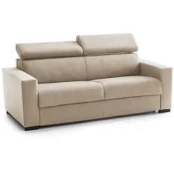 Dmora Festes Sofa Julia, 3-Sitzer-Sofa, 100% Made in Italy, Sofa-Wohnzimmer, aus gepolstertem Stoff, Cm 220x95h85, Beige