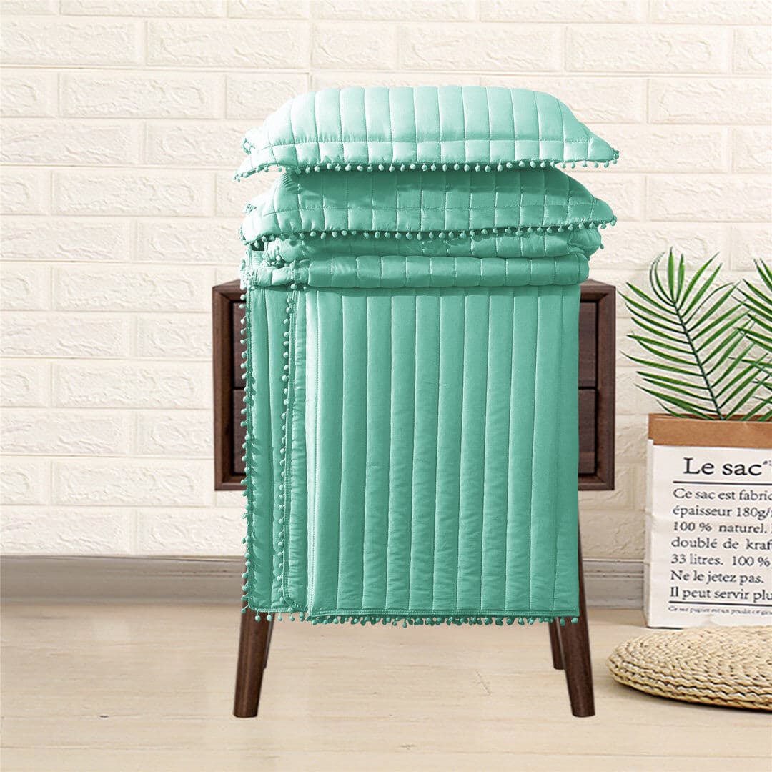 Ebern Designs Willmot Microfibre Bedspread Set Green 240 x 240 cm Bedspread - 2 Pillowcases