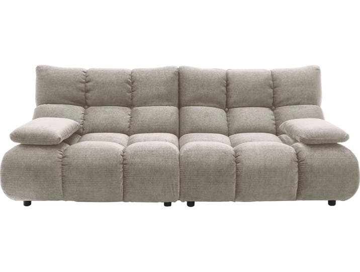 3-Sitzer HOME AFFAIRE Cozy Bubble, mit klappbaren Armlehnen, Breite 220cm , beige (silber), B:220cm H:85cm T:108cm, Sofas, 3-Sitzer, mit eleganter Steppung, Rundumbezug & weicher Polsterung