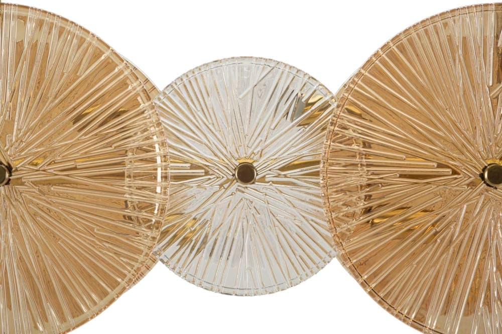 Mauro Ferretti Lámpara de araña de metal dorado y cristal (100 x 23 x 28-94 cm)