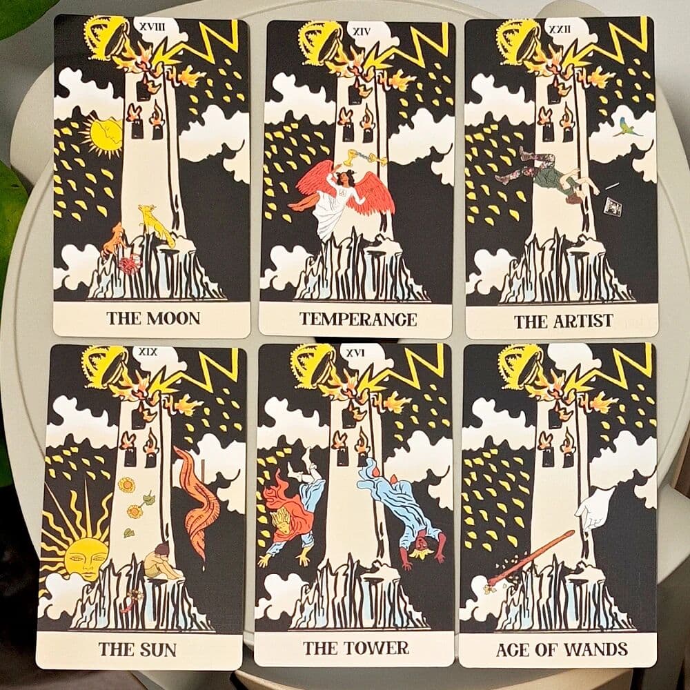 NONE 12*7cm for Transformation & Liberation Double-embossed Tower Takeover Tarot Deck in Rigid Box, Unique 79-Card Tarot Set