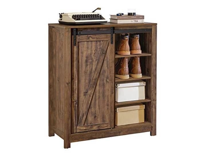 SoBuy FSB59-N Sideboard mit Schiebetür Kommode Schuhschrank schmal Schrank Küchenschrank Flurschrank Beistellschrank Aufbewahrungsschrank BHT ca.: 80x92x35cm