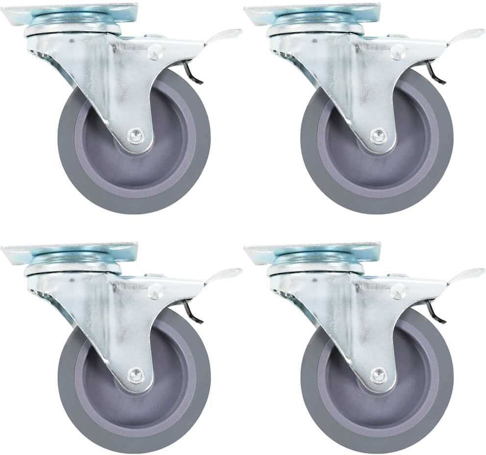 vidaXL Roulettes pivotantes avec double frein 4 pcs 75 mm