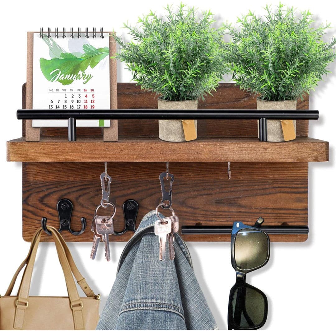 Alpen Home Bijan Wall Organizer Brown 17.78cm H X 32cm W X 12.7cm D