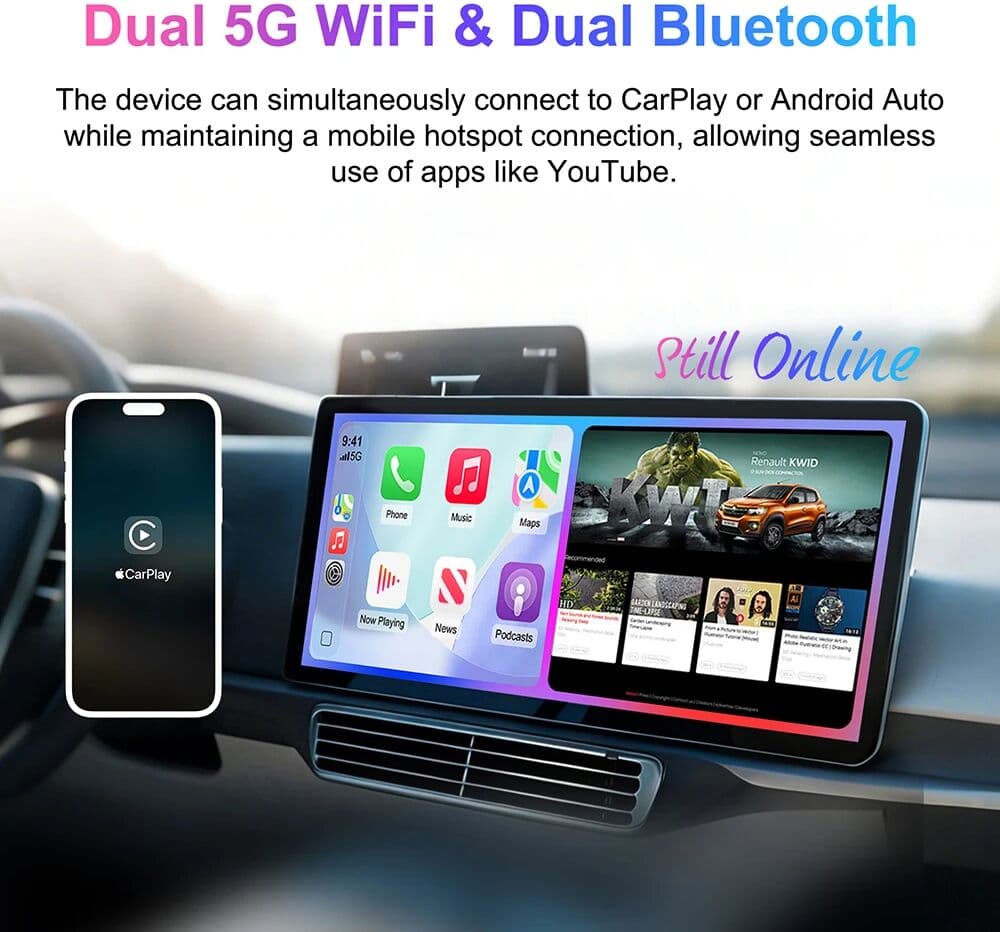 ANYFAR 4G 32G Car Ai Box Wireless CarPlay Android Auto Adapter Android TV Box on Youtube Nexflit Car Intelligent System