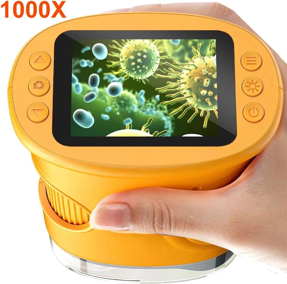 NONE 1000X Rechargeable Kids Microscope Full HD 1080P 2.0'' Screen Handheld Pocket Digital Magnifier Microscopes Portable Edu Gifts