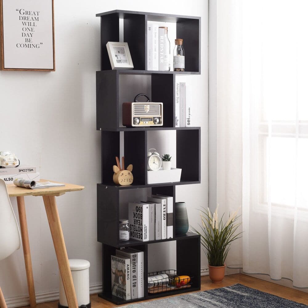 Mobili Rebecca Biblioteca con 5 estantes de mdf negra