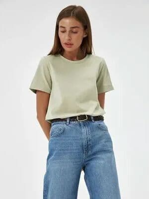 Inspire Daily Merch Summer Cotton Women's Casual Short Sleeve T Shirt Loose Fit & Stylish Basic Top For Everyday Wear light Green l