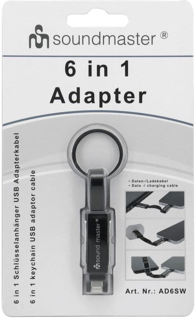 Usb Adapter 6 I En -  Usb (A) Or Usb-C To Usb-C - Micro Usb -Ios - Soundmaster
