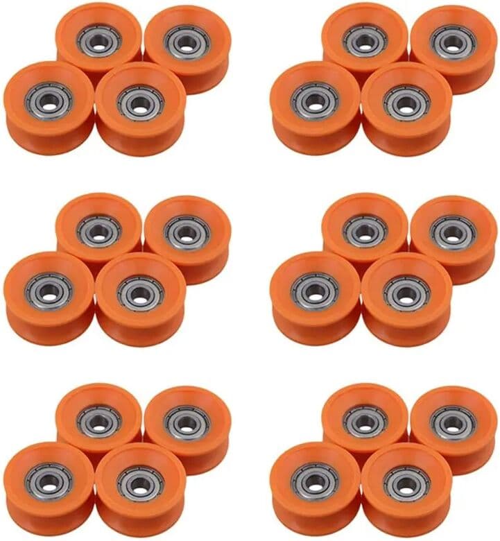 NONE A84X-24Pcs 6X30x13mm Plastic Coated Sealed Bearings Steel 606Z Deep U Groove Guide Pulley Rail Ball Rolling Bearing Wheel