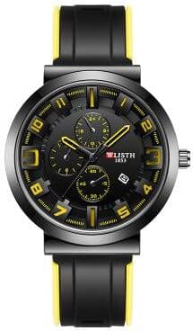 Uplifted Trends Retro Mens Quartz Watch Sport Wristwatch With Silicone Strap yellow