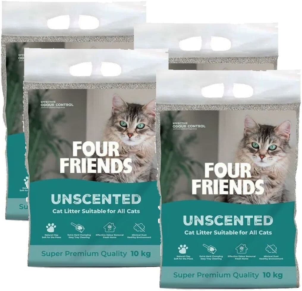 FourFriends Uparfymert Kattesand  4x10 Kg