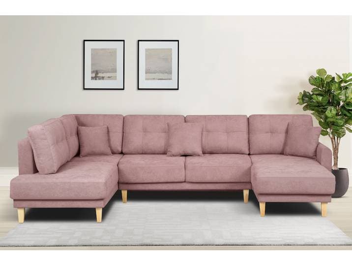 Wohnlandschaft GOODPRODUCT TRIPLO U-Form wahlweise mit Schlaffunktion, B/T/H: 310/192/90 cm , rosa (flamingo), B:310cm H:90cm T:192cm, 92% Polyester, 8% Nylon, Sofas, Wohnlandschaft, Schlafsofa, auch mit Bettkasten, Steppung im Rückenkissen