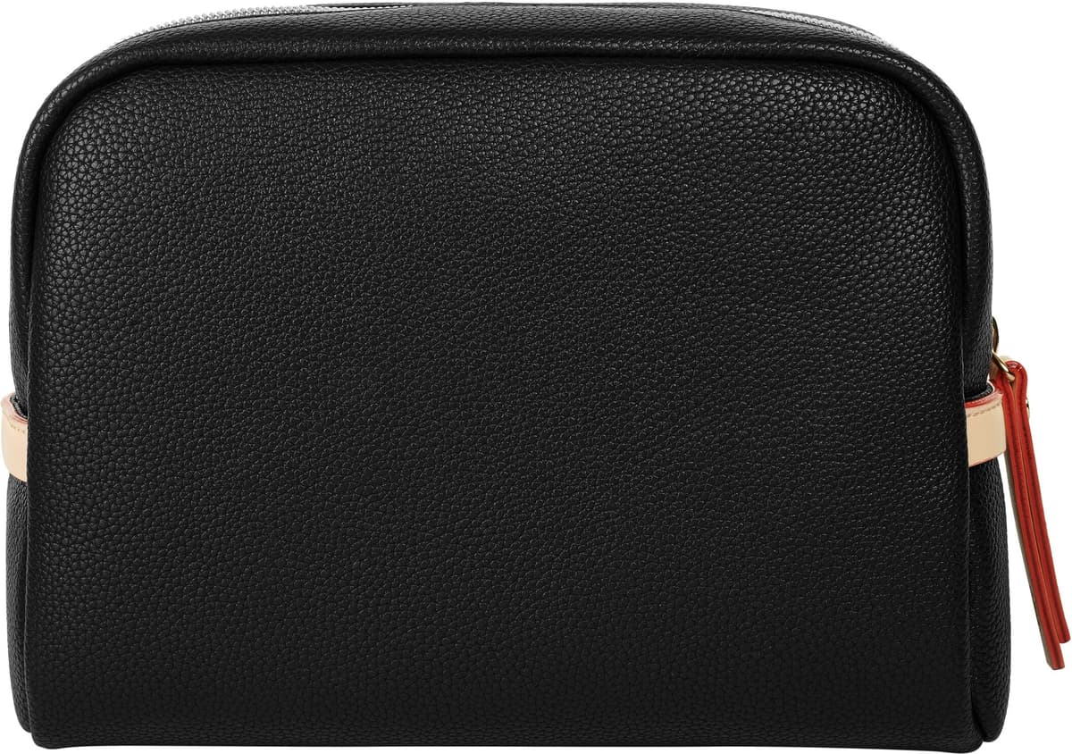 Kosmetiktasche BUGATTI "BUGATTI Damen ELLA", Damen, Gr. B/H/T: 20cm x 15cm x 8cm onesize, schwarz, Kunstfaser, leicht glänzend, unifarben, Taschen Kosmetiktasche schwarz B/H/T: 20cm x 15cm x 8cm onesize
