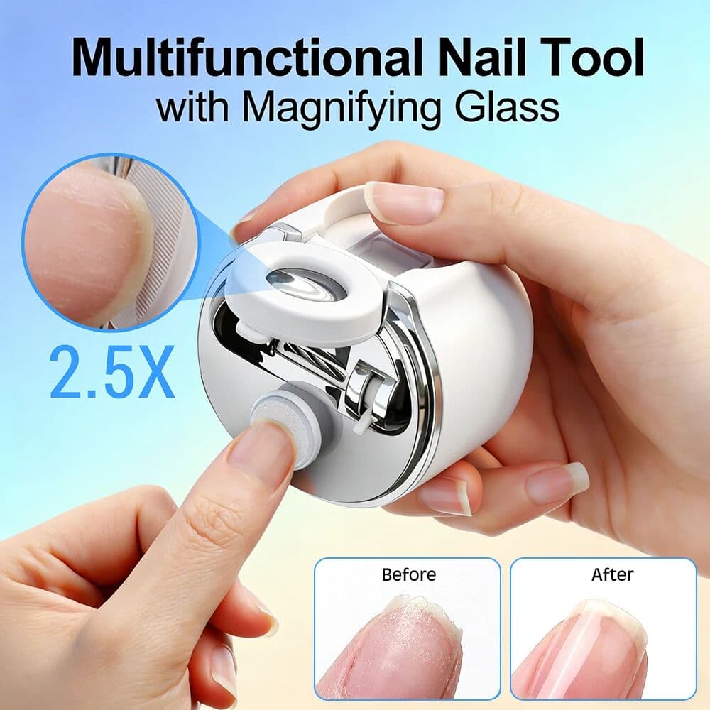 AFDEAL Electric Nail Trimmer 3 Speed Dual Blade with Magnifier LED Light LCD Display Cuticle Remover Nail File Dust Collector Nail Clip