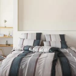 elegante Mako Jersey Bettwäsche Queens 135x200 cm + 80x80 cm | rauchblau - blau
