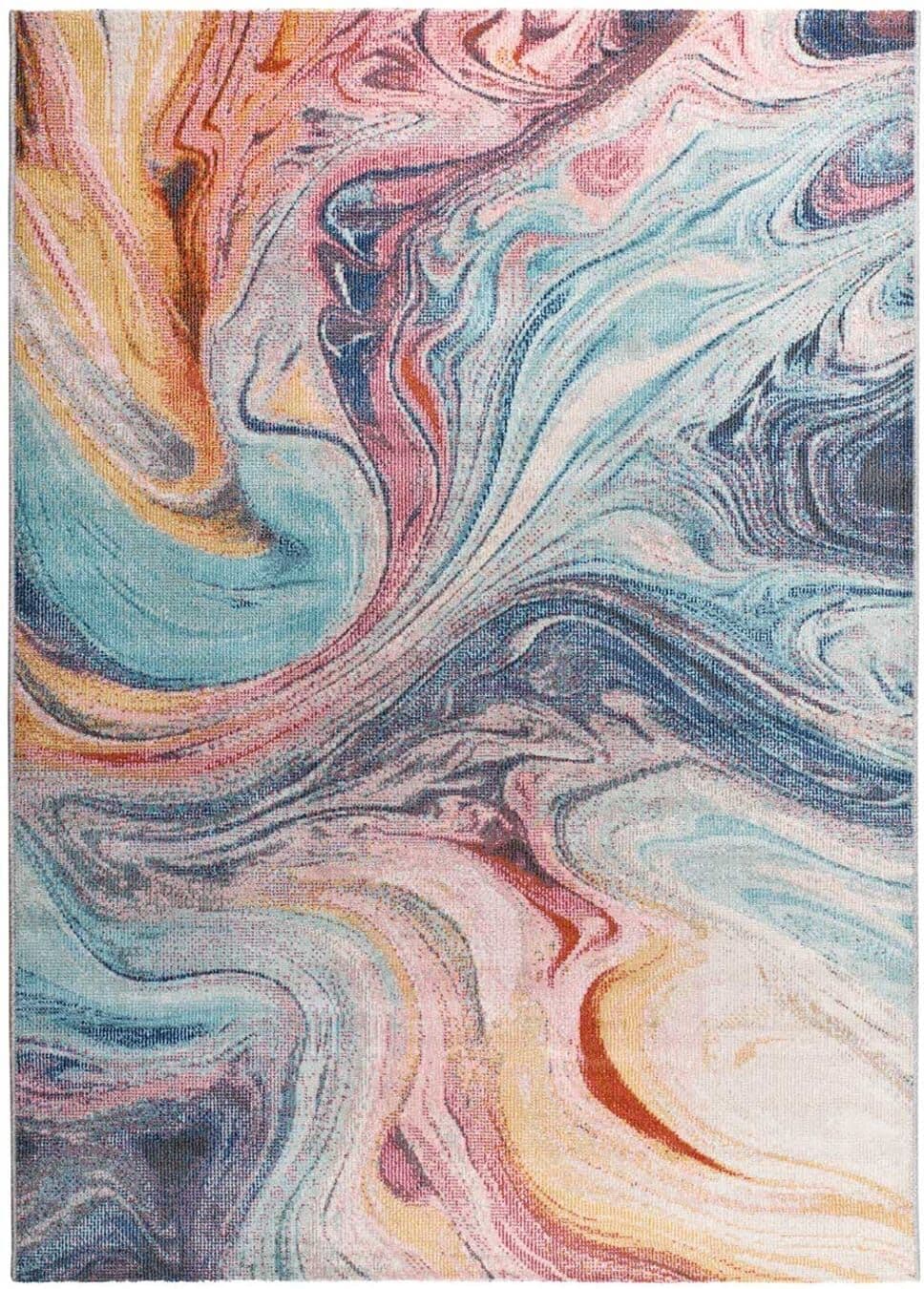 Atticgo Alfombra exterior abstracta azul/rosa/caldera 160x230 cm