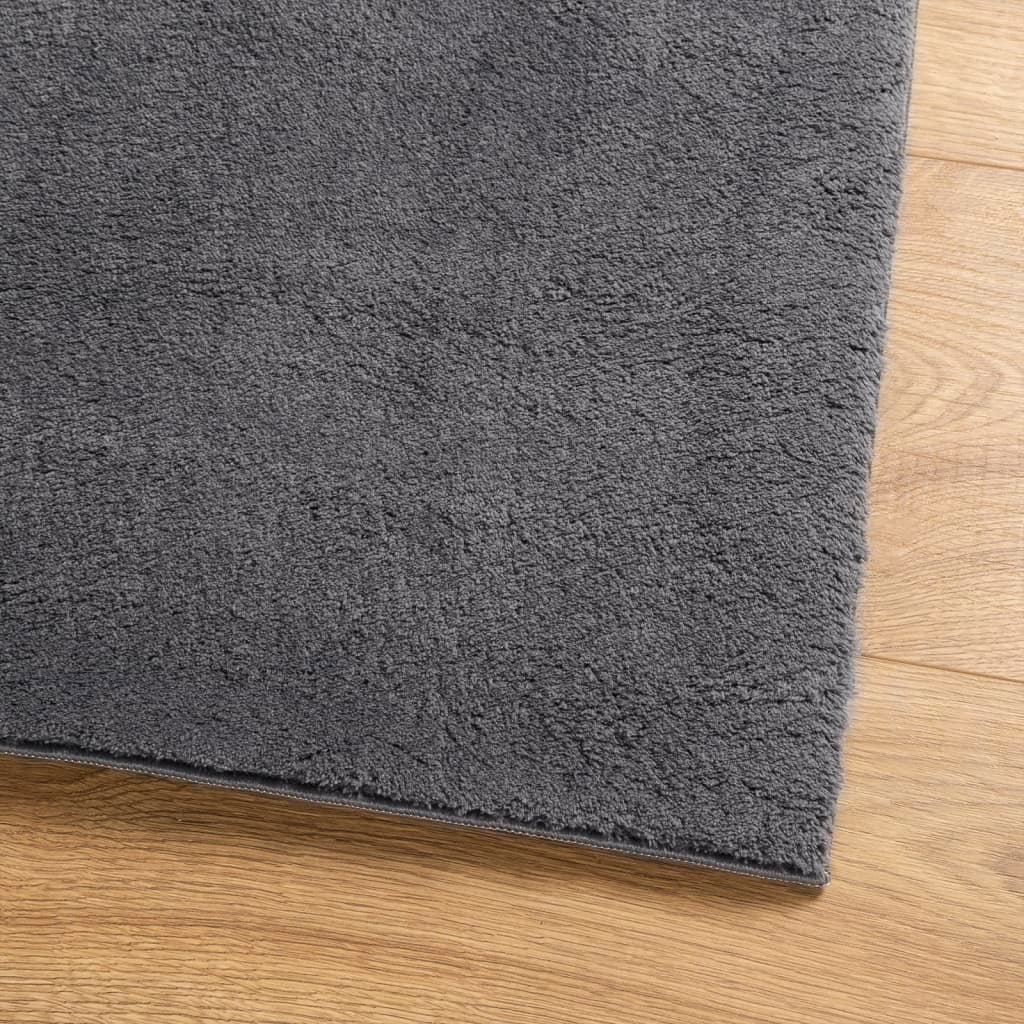 vidaXL Tapis HUARTE à poils courts doux lavable anthracite 200x200 cm