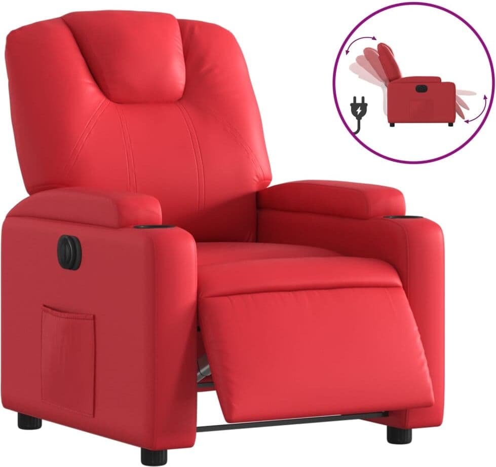 vidaXL Fauteuil inclinable électrique Rouge Similicuir