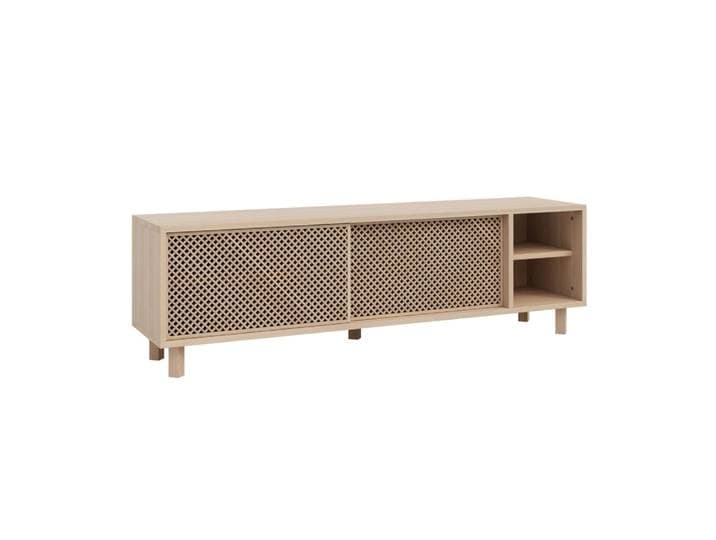 Meuble TV en bois massif naturel - une étagère - 150 cm Verni