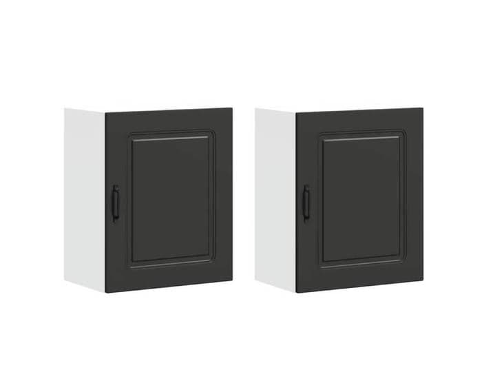 Meuble - Meuble de cuisine - Noir - Armoires murales de cuisine (2 pc) Kalmar en bois d'ingénierie noir_12360