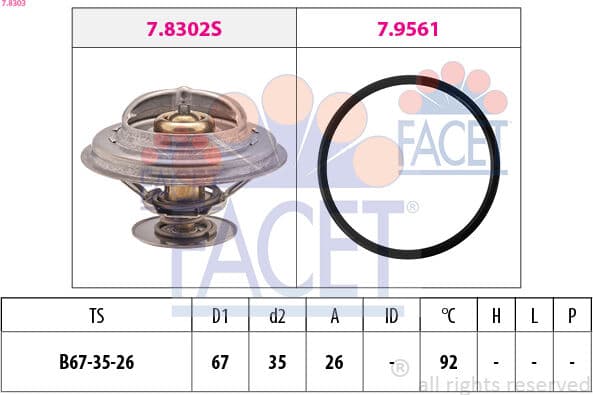 Facet Thermostat, Kühlmittel 7.8303 Für Bmw