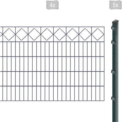 Doppelstabmattenzaun ARVOTEC "EXCLUSIVE 100 zum Einbetonieren "Karo" mit Zierleiste", grau (anthrazit), H:100cm, Kunststoff, Stahl, Zaunelemente, Zaunhöhe 100 cm, Zaunlänge 2 - 60 m