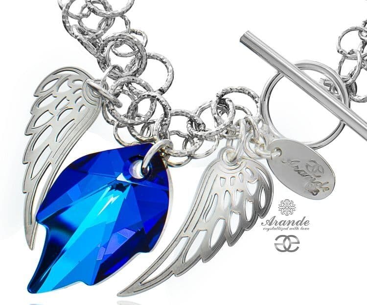 Arande Kryształy Bransoletka Angel Wing Bermuda Srebro Certyfikat