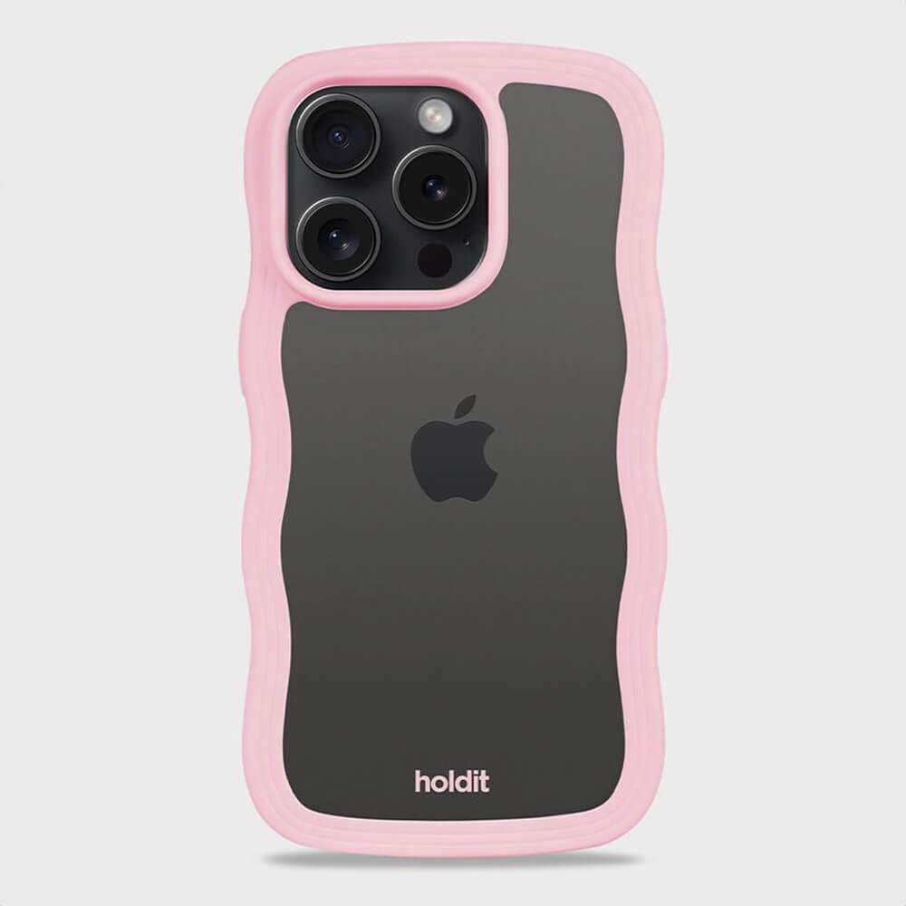 Apple iPhone 15 Pro Max holdit Wavy Case Suojakuori, Pinkki/Läpikuultava