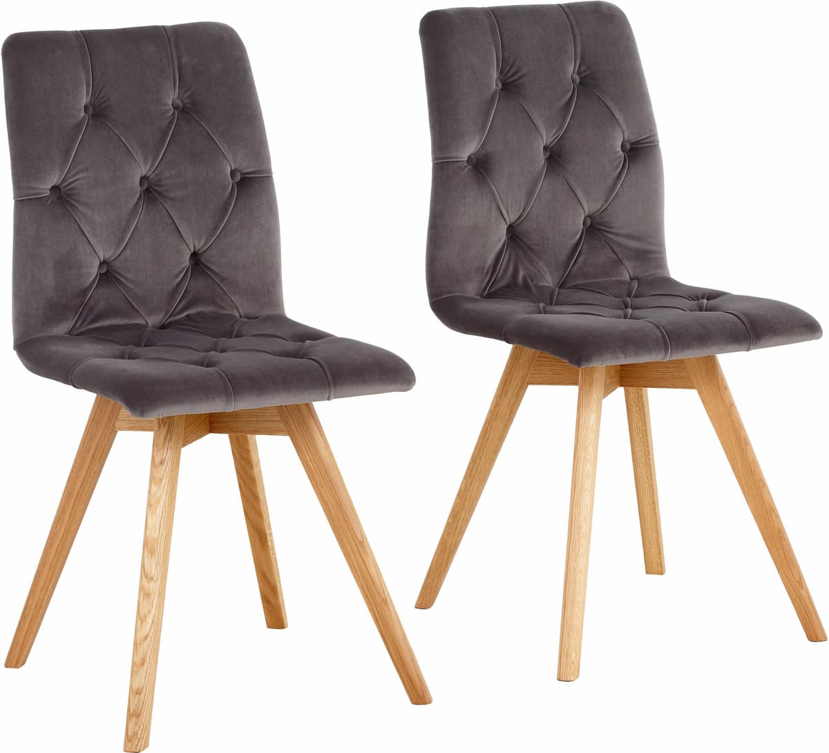 4-Fussstuhl GOODPRODUCT "Rania", grau (grau, eichefarben), B:45cm H:91cm T:55cm, weicher Webstoff mit feiner Struktur aus 100% Polyester;Microfaser in Samtoptik aus 100% Polyester, Stühle, 4-Fussstuhl, Im 2er/4er/6er-Set grau, eichefarben B/H/T: 45cm x 91