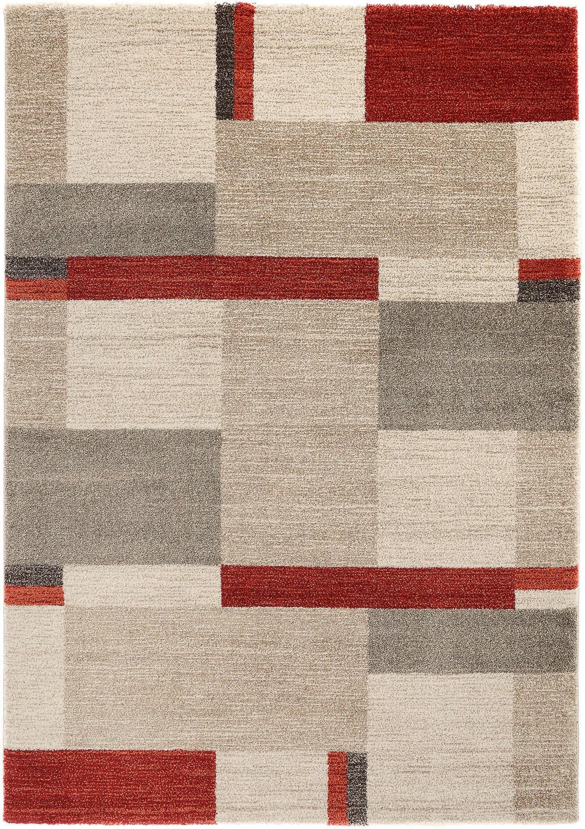 Teppich OCI DIE TEPPICHMARKE "CASTLE BEPPO, auch als Läufer erhältlich", rot (rot, beige, braun), B:200cm H:20mm L:250cm, Polypropylen (PP), Teppiche, Teppich, dichter Frisé Kurzflor, kariert, Wohnzimmer, Schlafzimmer rot, beige, braun B : 200cm 1 Stk., 2